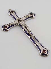 Crucifix Vitrail en Métal Argenté - 13 cm