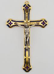 Crucifix Vitrail en Métal Doré - 13cm