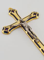 Crucifix Vitrail en Métal Doré - 13cm