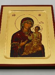 Icône Byzantine Marie Porte du Ciel sur Feuille d'Or - 17 cm