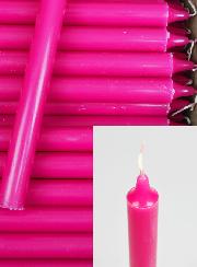 24 Bougies Cierges Teintées Masse Couleur Rose