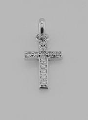 Pendentif Croix en Argent Diamants 14mm