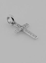 Pendentif Croix en Argent Diamants 14mm