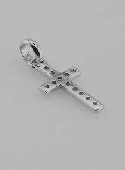 Pendentif Croix en Argent Diamants 14mm