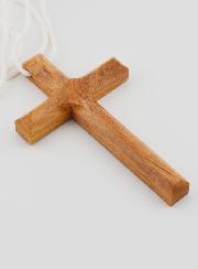 Croix d'Aube de Communion en Bois d'Olivier avec Cordon 9 cm