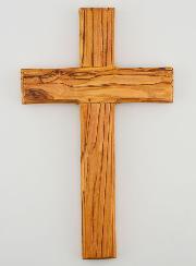 Croix en Bois d'Olivier de Terre Sainte - 22 cm