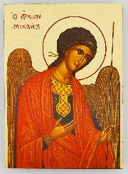 Icône Byzantine Saint Michel Archange Rouge - 12 cm