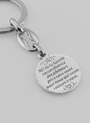 Porte-Clés de Notre Dame de la Salette Argenté avec Prière