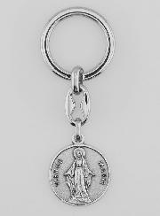Porte-Clés de la Sainte Vierge Marie Miraculeuse Argenté avec Prière