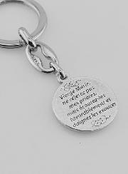 Porte-Clés de la Sainte Vierge Marie Miraculeuse Argenté avec Prière