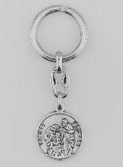 Porte-Clés de la Sainte Famille Argenté avec Prière