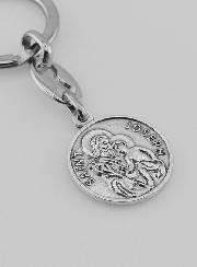 Porte-Clés de Saint Joseph Argenté avec Prière