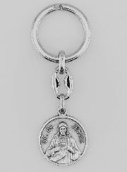 Porte-Clés du Sacré Coeur de Jésus Argenté avec Prière