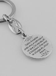 Porte-Clés de Saint Antoine Argenté avec Prière