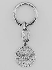 Porte-Clés du Saint Esprit Argenté avec Prière