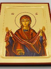 Icône Byzantine Notre Dame Vierge de Protection - 22 cm