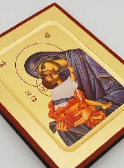 Icône Byzantine Vierge de Tendresse Voile Bleu - 17 cm