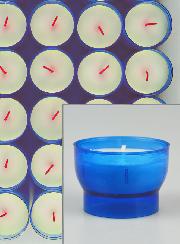 48 Bougies d'Église - Veilleuses Bleues - 6h