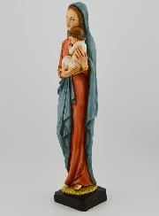 Statue Vierge Marie à l'Enfant Jésus Polychromée Peinte Main - 25 cm