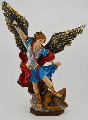 Statue Saint Michel Archange Polychromée Peinte Main - 30 cm