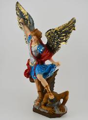 Statue Saint Michel Archange Polychromée Peinte Main - 30 cm