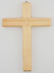 Croix en Bois Blanc Artisanale et Sculptée - 17 cm