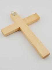 Croix en Bois Blanc Artisanale et Sculptée - 17 cm