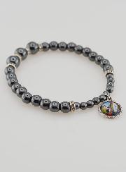 Bracelet Dizainier en Perles d'Hématite et Cristal Noir