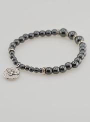 Bracelet Dizainier en Perles d'Hématite et Cristal Noir