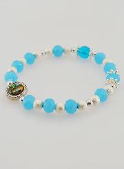 Bracelet Religieux Perles de Verre Médaille de Lourdes