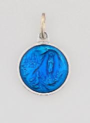 Médaille Notre Dame de Lourdes - Bleue 15 mm