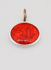 Médaille Notre Dame de Lourdes - Rouge 15 mm