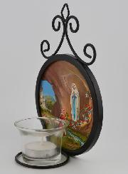 Bougeoir Icône Notre Dame de Lourdes - 18 cm