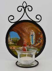 Bougeoir Icône Notre Dame de Lourdes et Basilique - 18 cm