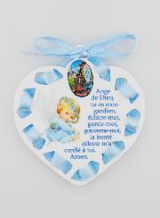 Icône Ange-Gardien Bleue - Cadeau de Baptême Garçon - 7 cm