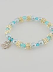 Bracelet Religieux Médailles de Lourdes - Perles Bleues