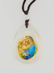 Médaille Goutte en Verre - Vierge à l'Enfant Jésus - sur Cordon
