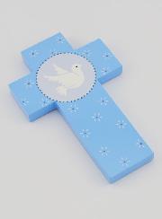 Croix Enfant Colombe de l'Esprit Saint Bleu - 12 cm
