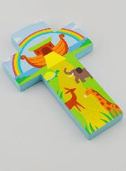 Croix Enfant en Bois L'Arche de Noé - 12 cm