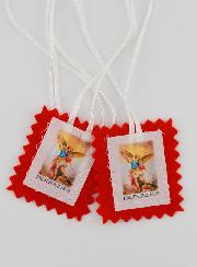 Scapulaire de l'Archange Saint Michel en Tissu Rouge - 5 cm