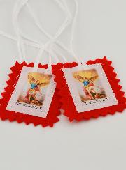 Scapulaire de l'Archange Saint Michel en Tissu Rouge - 5 cm