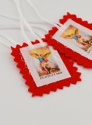 Scapulaire de l'Archange Saint Michel en Tissu Rouge - 5 cm