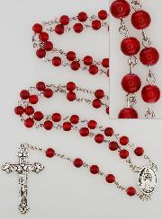 Chapelet Fashion de Lourdes en Nacre Rouge Grenat - 60 cm