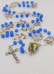 Chapelet de Lourdes - Chemin de Croix en Perles de Cristal Bleu