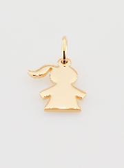 Pendentif Enfant Fille Silhouette en Plaqué Or - 13 mm