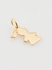 Pendentif Enfant Fille Silhouette en Plaqué Or - 13 mm