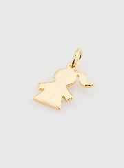 Pendentif Enfant Fille Silhouette en Plaqué Or - 13 mm
