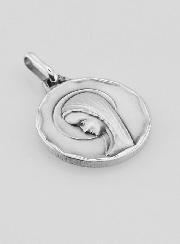 Médaille Vierge au Voile Profil Gauche en Argent Massif - 16 mm