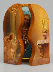 Icône Triptyque Sacré Coeur de Jésus - 12 cm