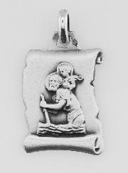 Médaille Parchemin de Saint Christophe en Argent Massif - 25 mm
